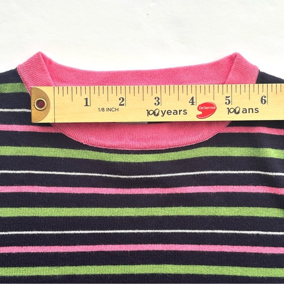 NWT Limited Edition by LONDON FOG Striped Long Sleeve Pink Trim Sweater Size M - Picture 15 of 16